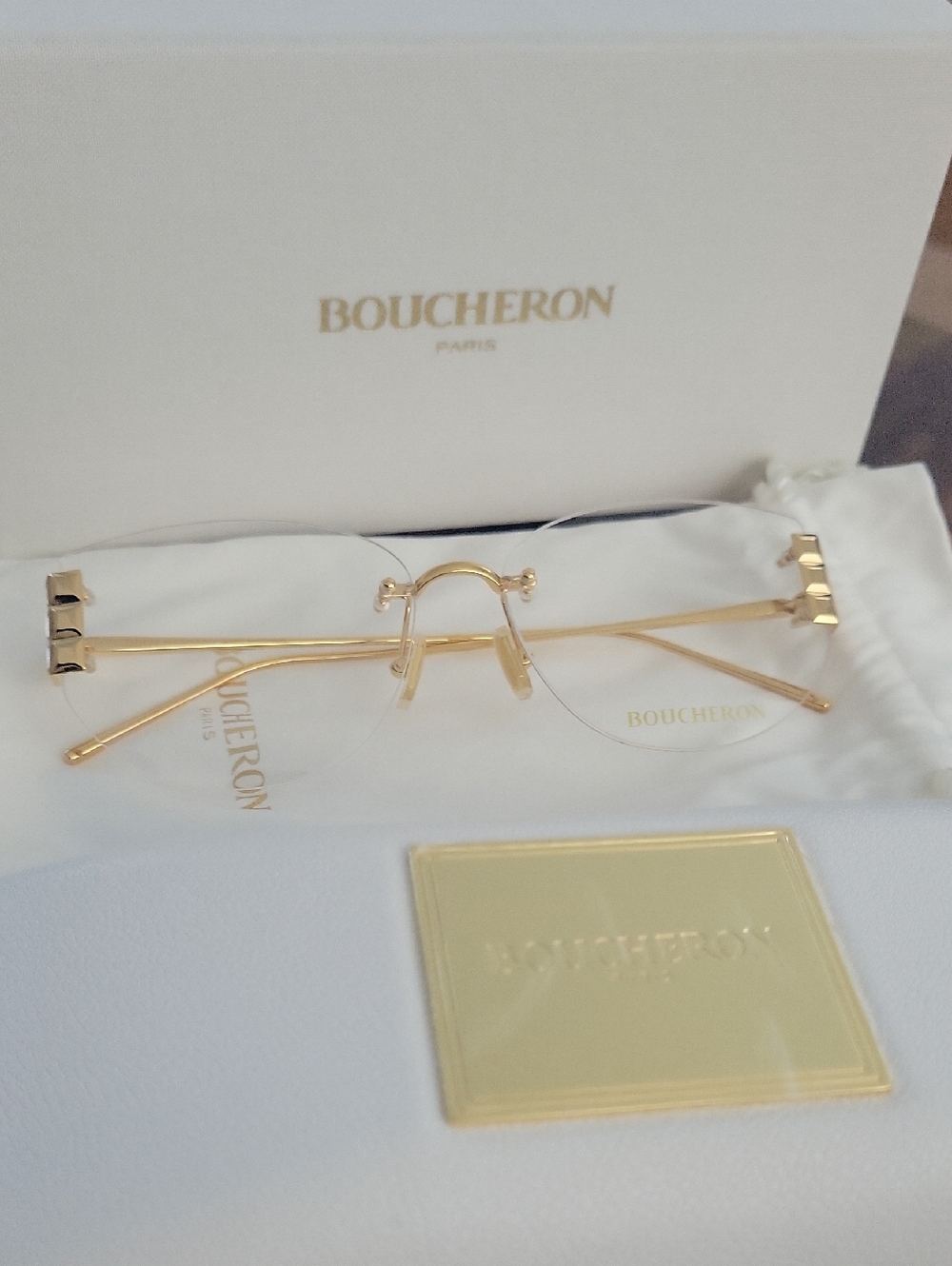 Boucheron Rimless Gold Optical Glasses